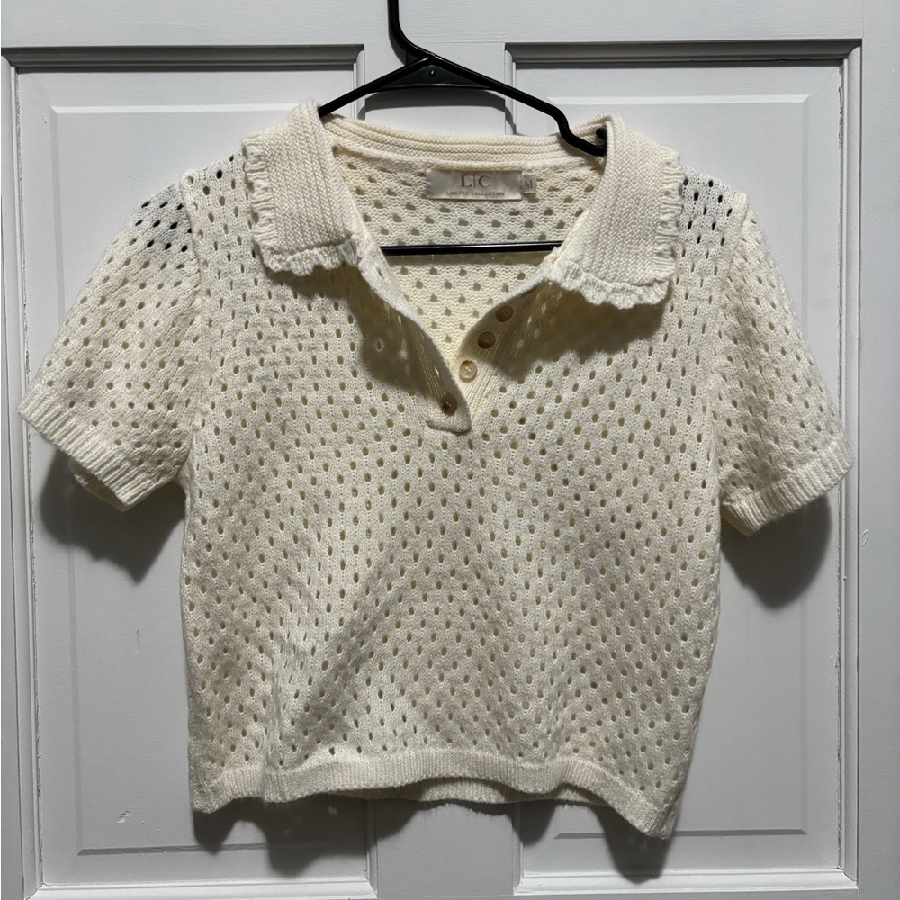 Cream Knit Polo Shirt